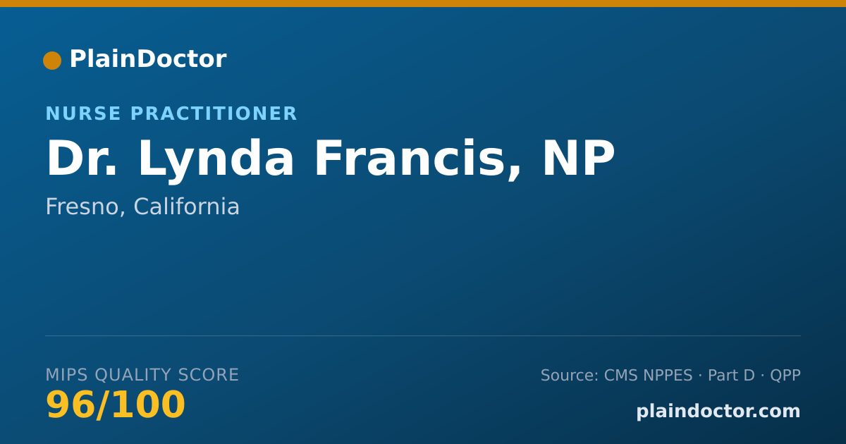 Shareable card for Lynda Francis, NP - Nurse Practitioner, Fresno, CA