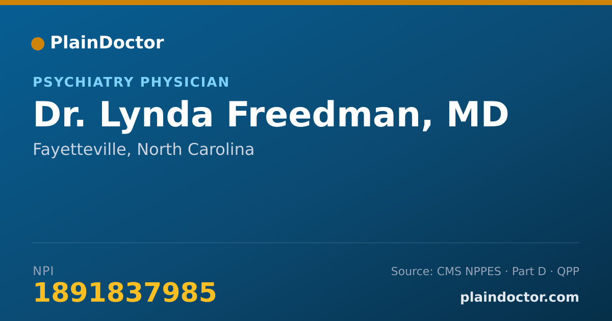 Shareable card for Lynda Freedman, MD - Psychiatry Physician, Fayetteville, NC