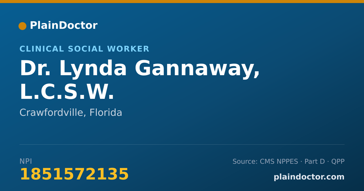 Shareable card for Lynda Gannaway, L.C.S.W. - Clinical Social Worker, Crawfordville, FL