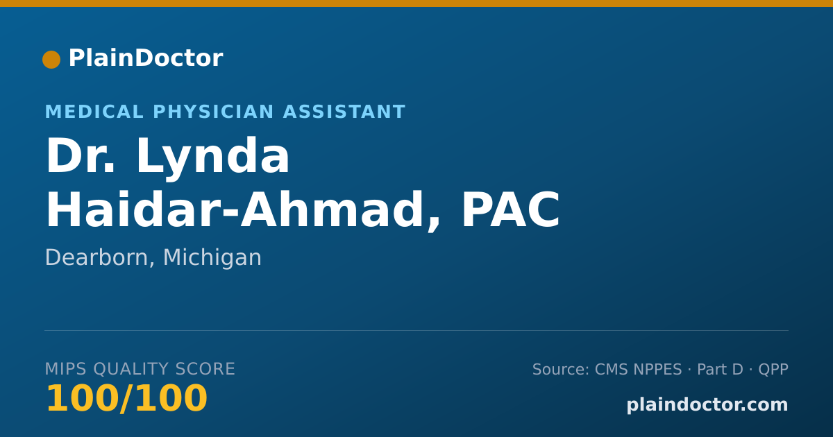 Shareable card for Lynda Haidar-Ahmad, PAC - Medical Physician Assistant, Dearborn, MI