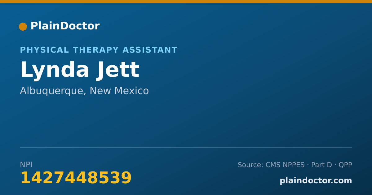 Shareable card for Lynda Jett - Physical Therapy Assistant, Albuquerque, NM
