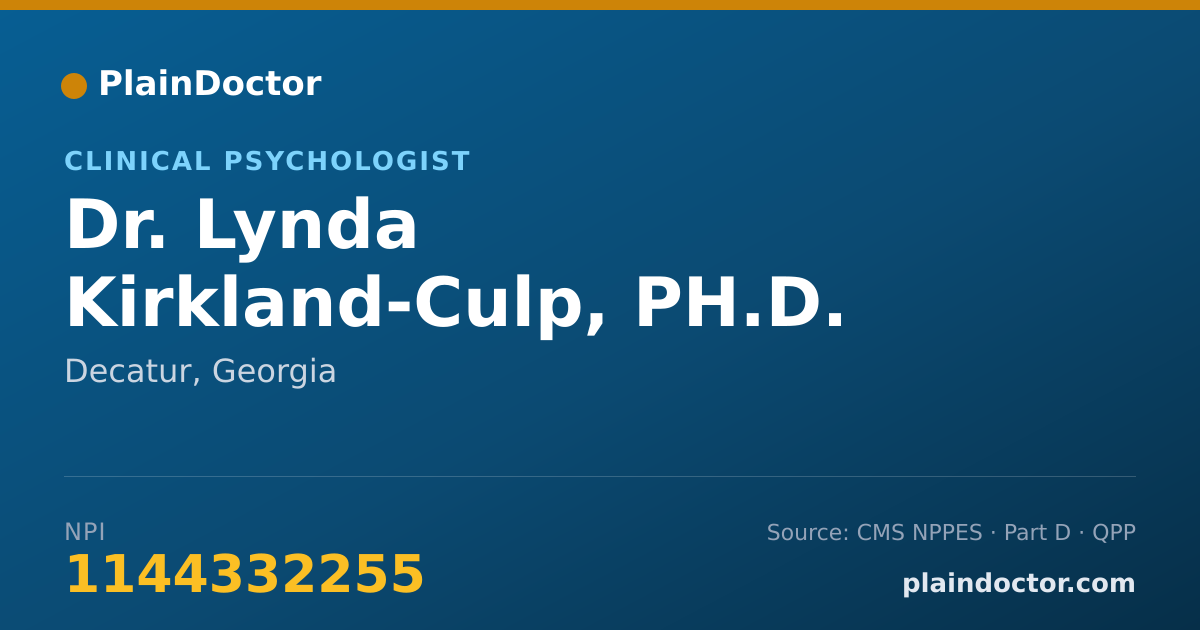 Shareable card for Lynda Kirkland-Culp, PH.D. - Clinical Psychologist, Decatur, GA