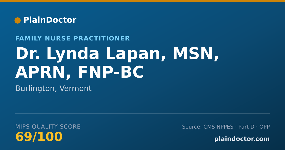 Shareable card for Lynda Lapan, MSN, APRN, FNP-BC - Family Nurse Practitioner, Burlington, VT