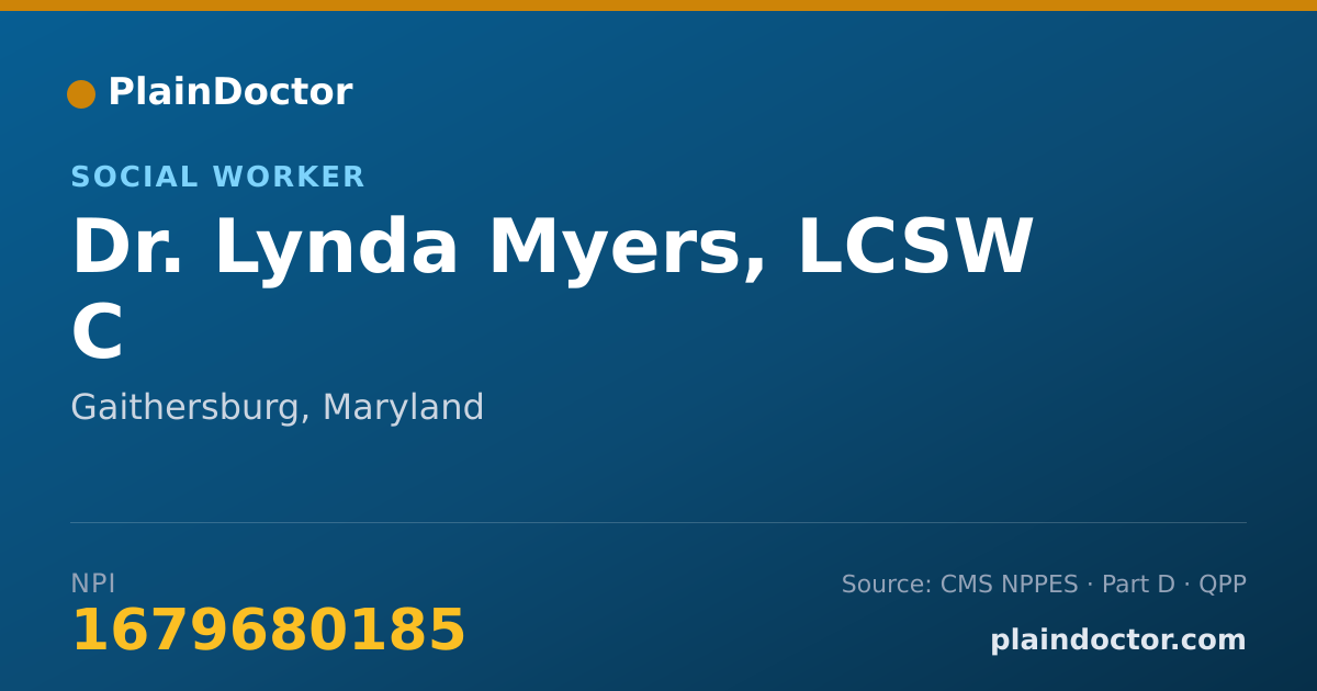 Shareable card for Lynda Myers, LCSW C - Social Worker, Gaithersburg, MD