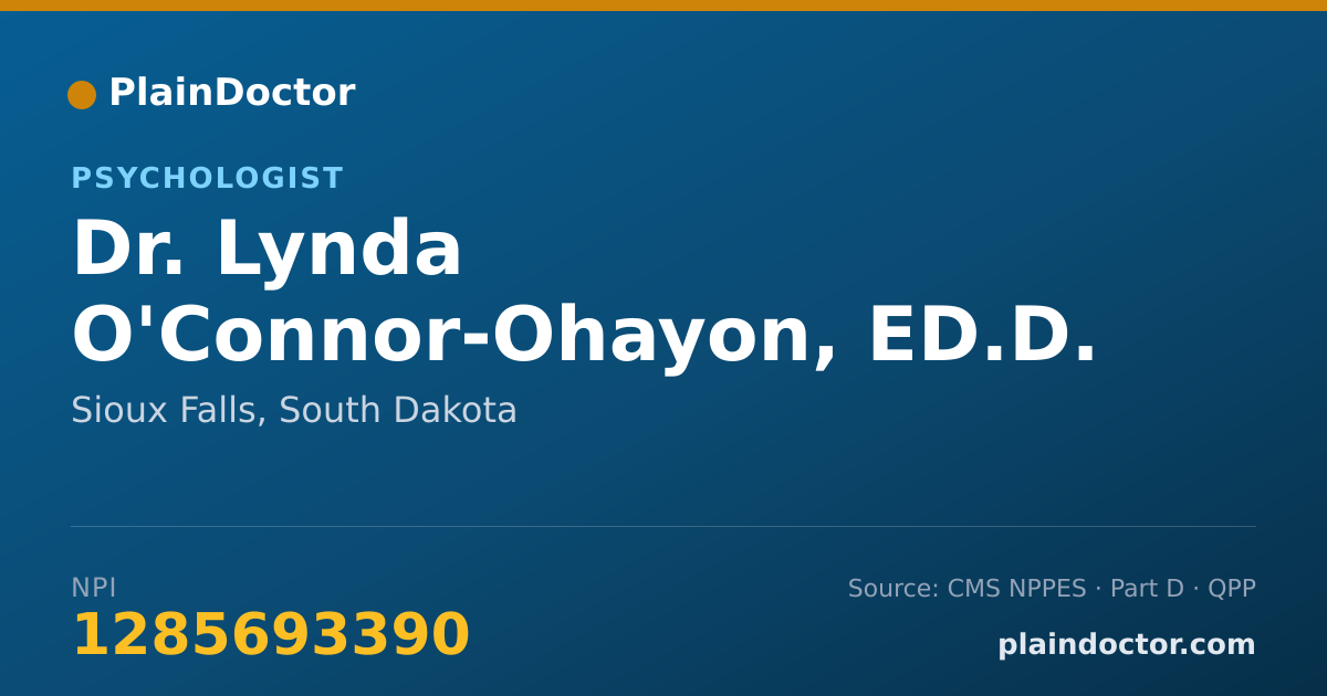 Shareable card for Lynda O'Connor-Ohayon, ED.D. - Psychologist, Sioux Falls, SD