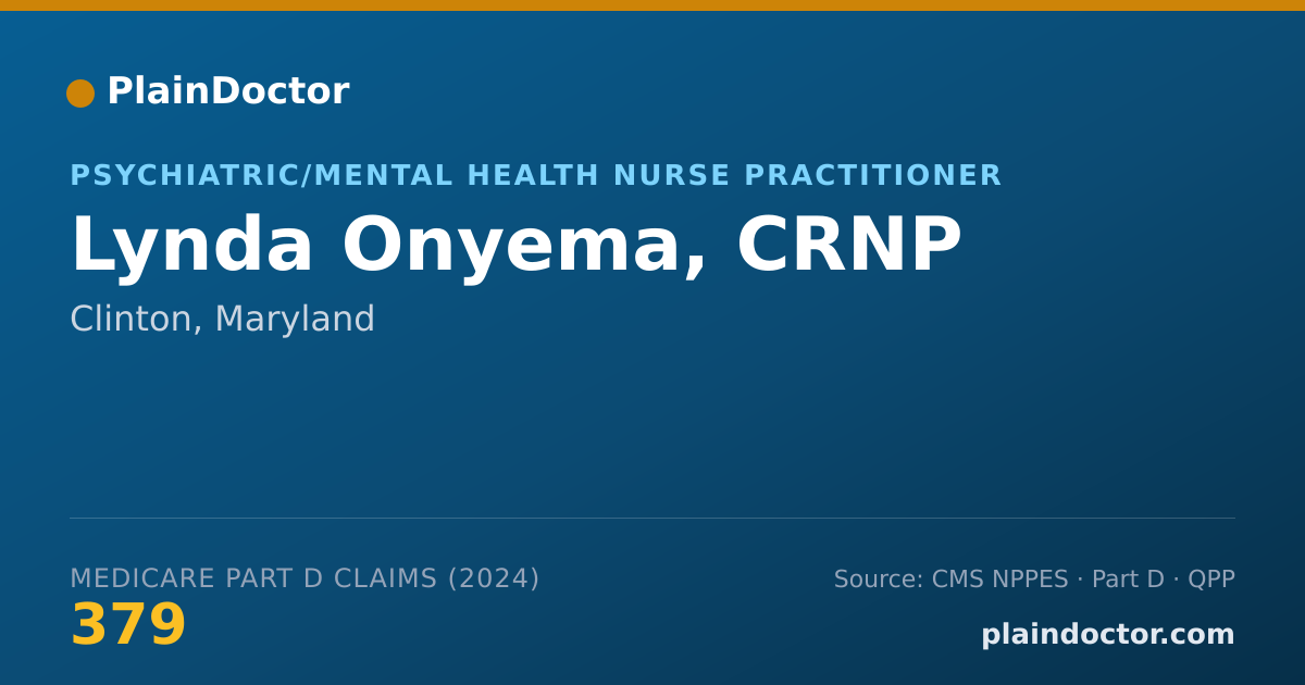 Shareable card for Lynda Onyema, CRNP - Psychiatric/Mental Health Nurse Practitioner, Clinton, MD
