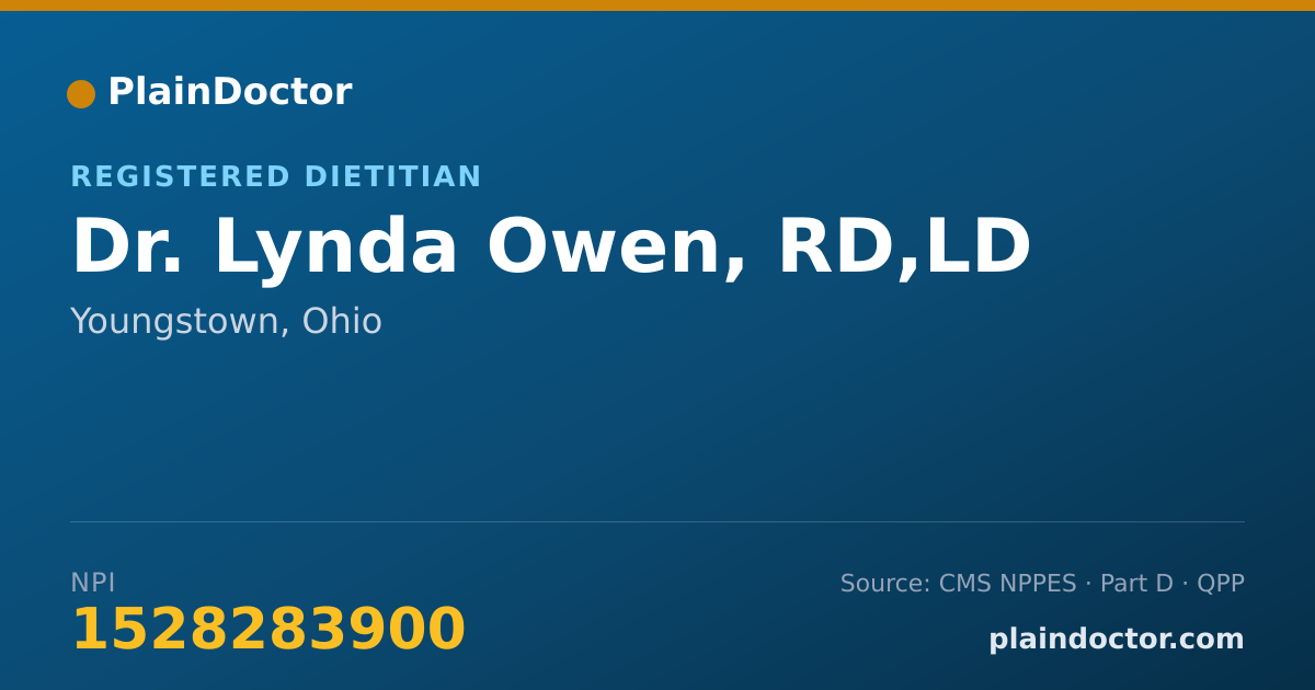 Shareable card for Lynda Owen, RD,LD - Registered Dietitian, Youngstown, OH