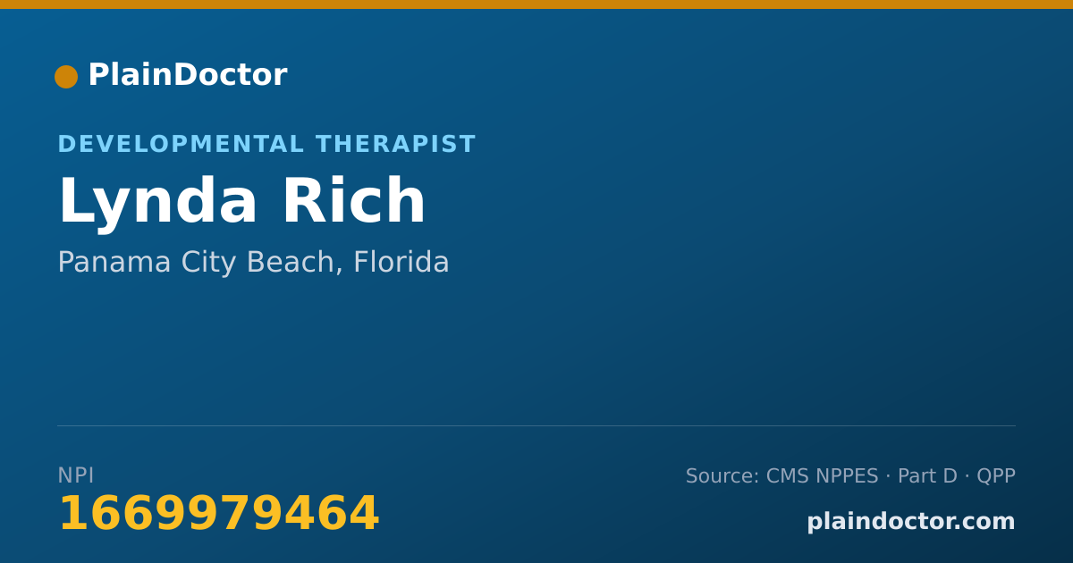 Shareable card for Lynda Rich - Developmental Therapist, Panama City Beach, FL