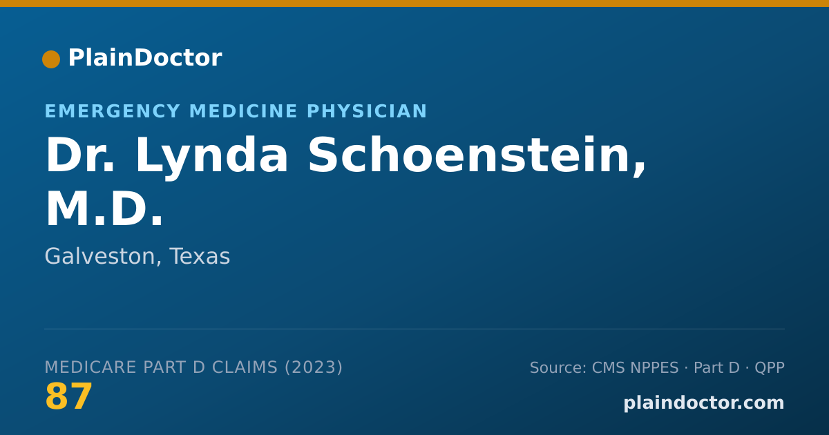 Shareable card for Lynda Schoenstein, M.D. - Emergency Medicine Physician, Galveston, TX