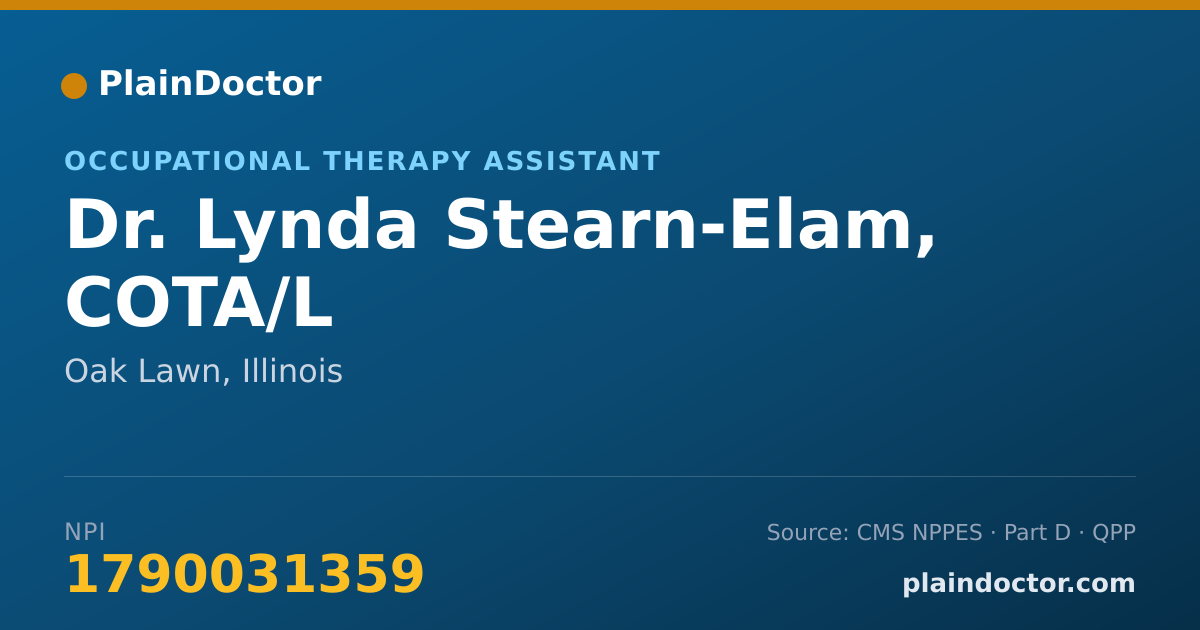 Shareable card for Lynda Stearn-Elam, COTA/L - Occupational Therapy Assistant, Oak Lawn, IL