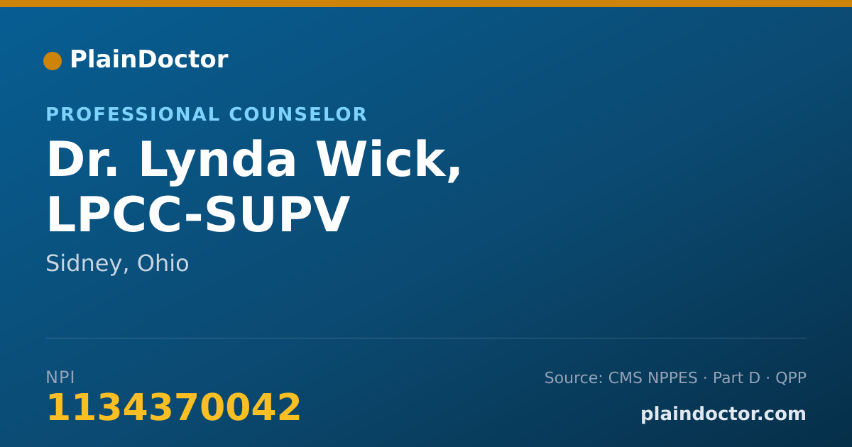 Shareable card for Lynda Wick, LPCC-SUPV - Professional Counselor, Sidney, OH