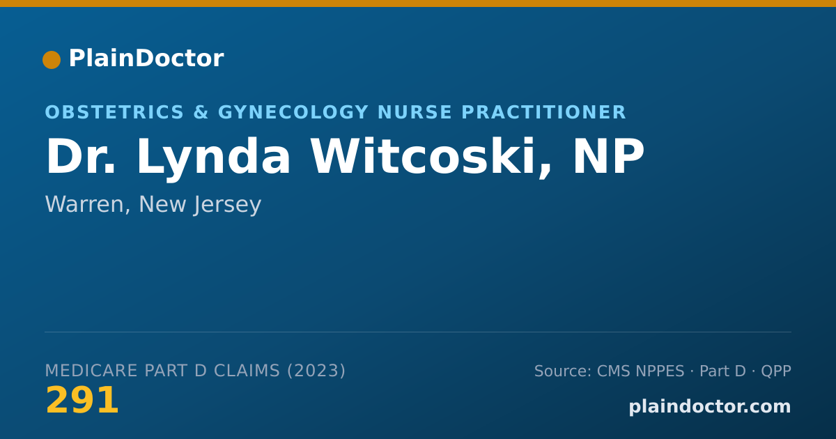 Shareable card for Lynda Witcoski, NP - Obstetrics & Gynecology Nurse Practitioner, Warren, NJ
