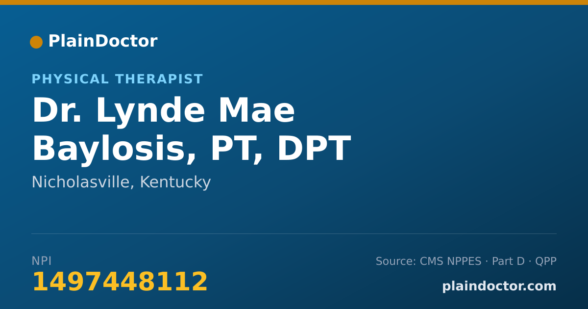 Shareable card for Lynde Mae Baylosis, PT, DPT - Physical Therapist, Nicholasville, KY