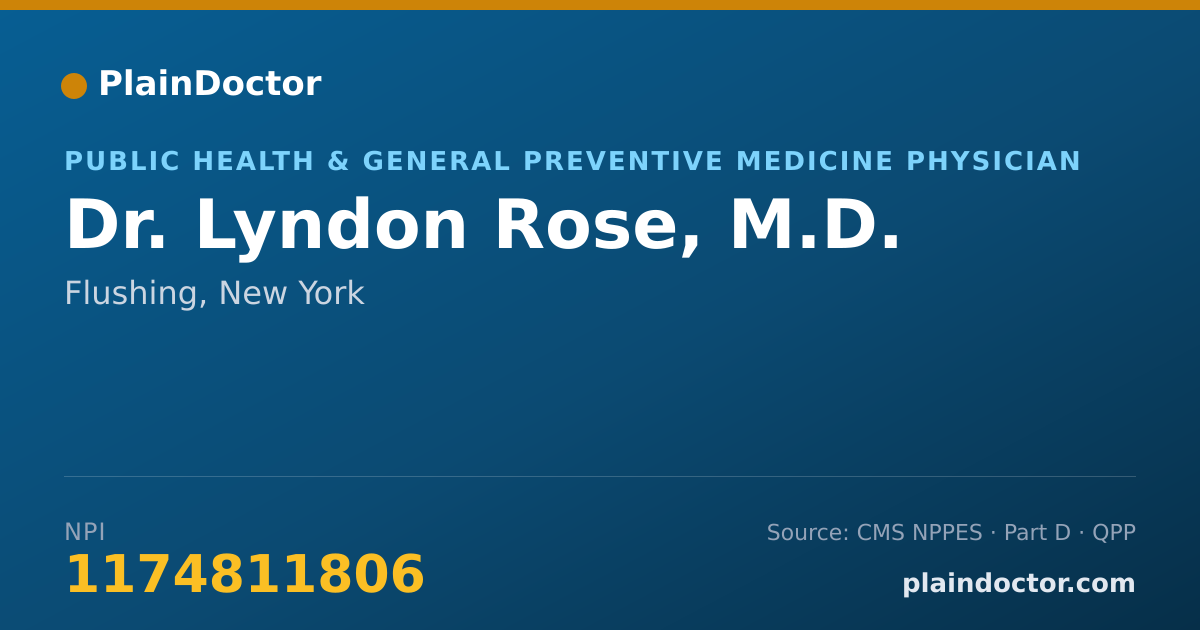 Shareable card for Lyndon Rose, M.D. - Public Health & General Preventive Medicine Physician, Flushing, NY