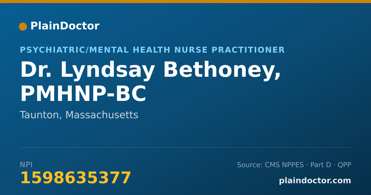 Shareable card for Lyndsay Bethoney, PMHNP-BC - Psychiatric/Mental Health Nurse Practitioner, Taunton, MA