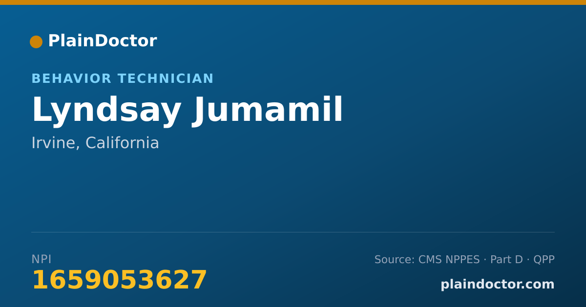 Shareable card for Lyndsay Jumamil - Behavior Technician, Irvine, CA