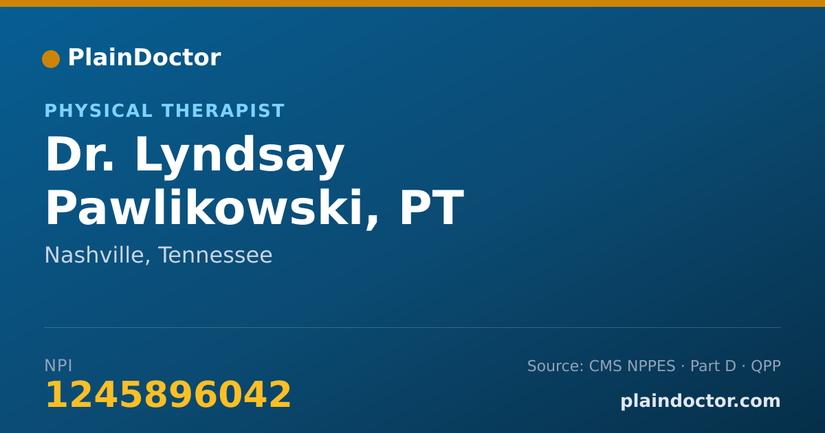Shareable card for Lyndsay Pawlikowski, PT - Physical Therapist, Nashville, TN