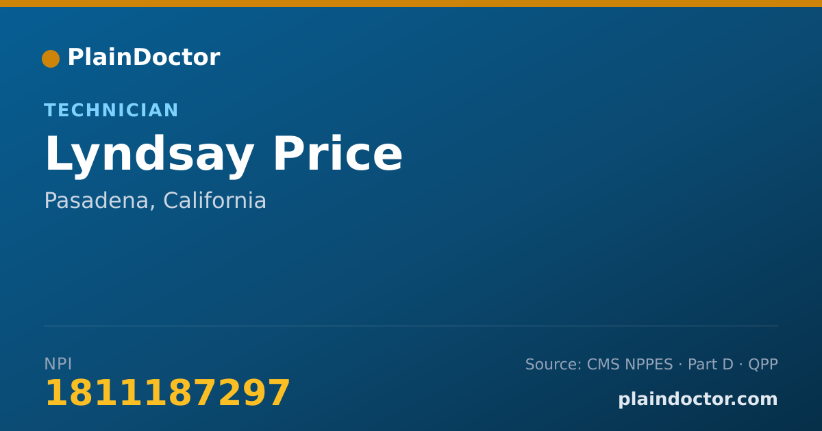 Shareable card for Lyndsay Price - Technician, Pasadena, CA