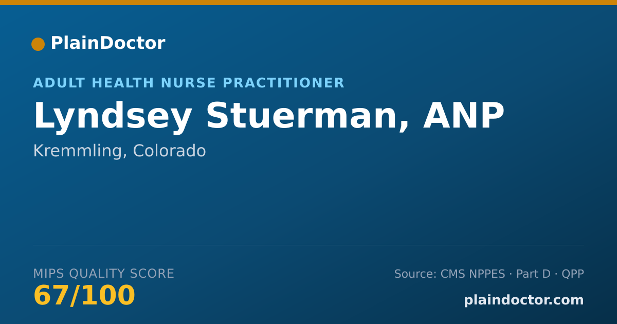 Shareable card for Lyndsey Stuerman, ANP - Adult Health Nurse Practitioner, Kremmling, CO