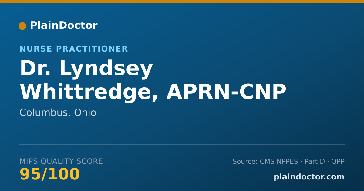 Shareable card for Lyndsey Whittredge, APRN-CNP - Nurse Practitioner, Columbus, OH