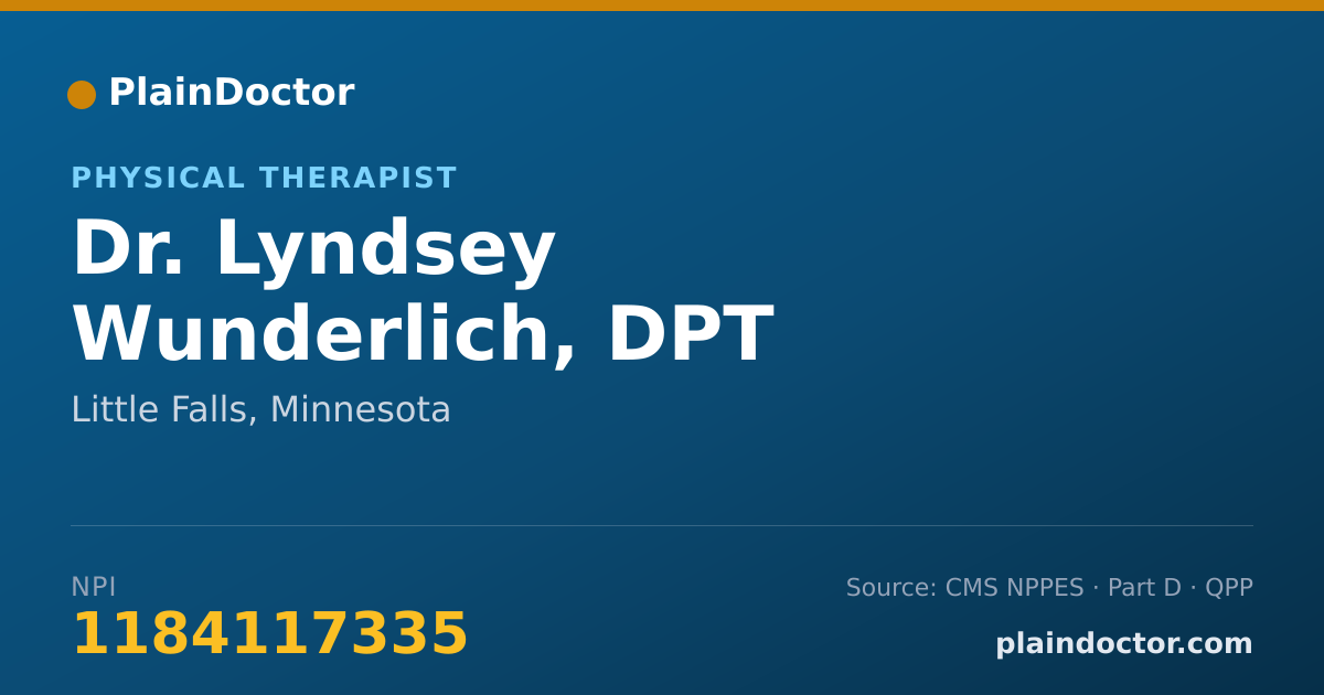 Shareable card for Lyndsey Wunderlich, DPT - Physical Therapist, Little Falls, MN