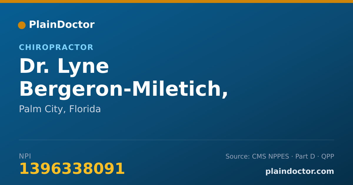Shareable card for Lyne Bergeron-Miletich, D.C. - Chiropractor, Palm City, FL