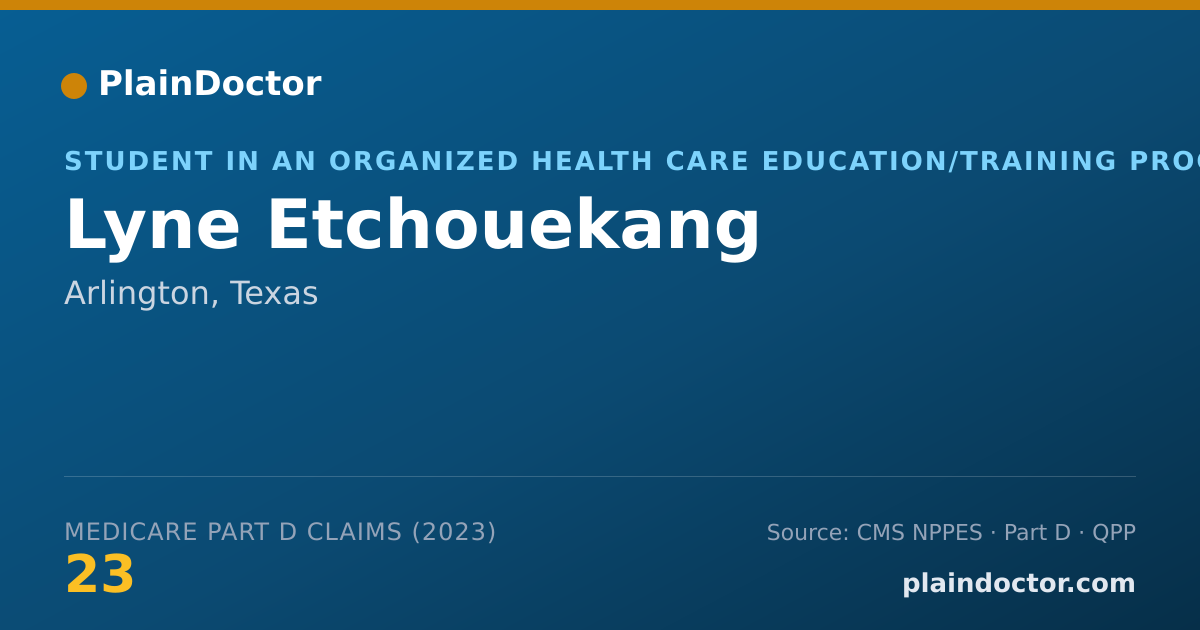 Shareable card for Lyne Etchouekang - Student in an Organized Health Care Education/Training Program, Arlington, TX