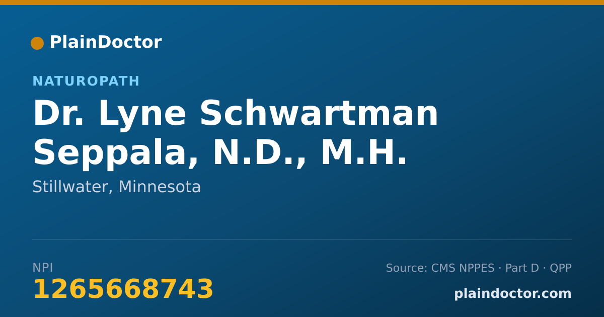 Shareable card for Lyne Schwartman Seppala, N.D., M.H. - Naturopath, Stillwater, MN