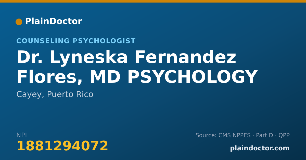 Shareable card for Lyneska Fernandez Flores, MD PSYCHOLOGY - Counseling Psychologist, Cayey, PR