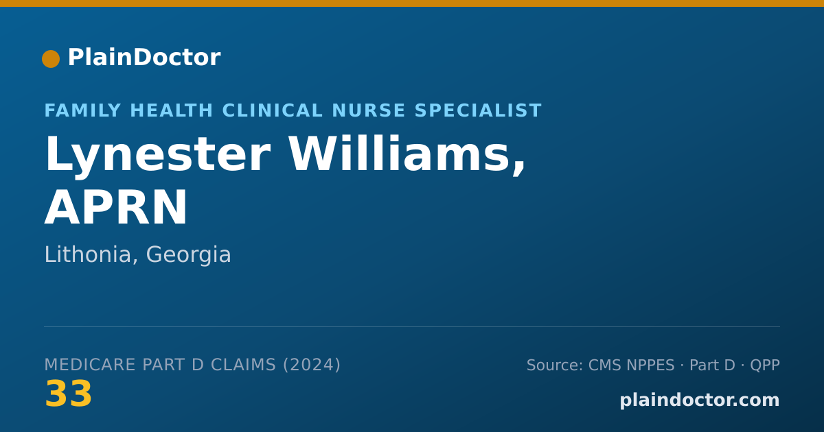 Shareable card for Lynester Williams, APRN - Family Health Clinical Nurse Specialist, Lithonia, GA