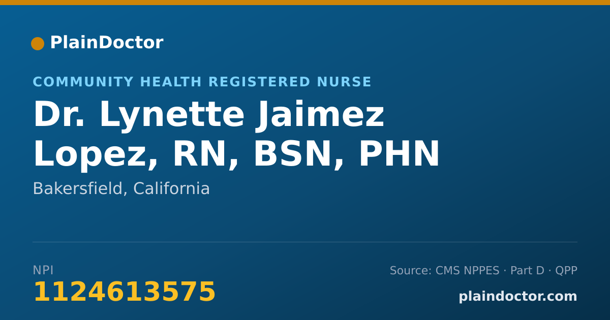Shareable card for Lynette Jaimez Lopez, RN, BSN, PHN - Community Health Registered Nurse, Bakersfield, CA