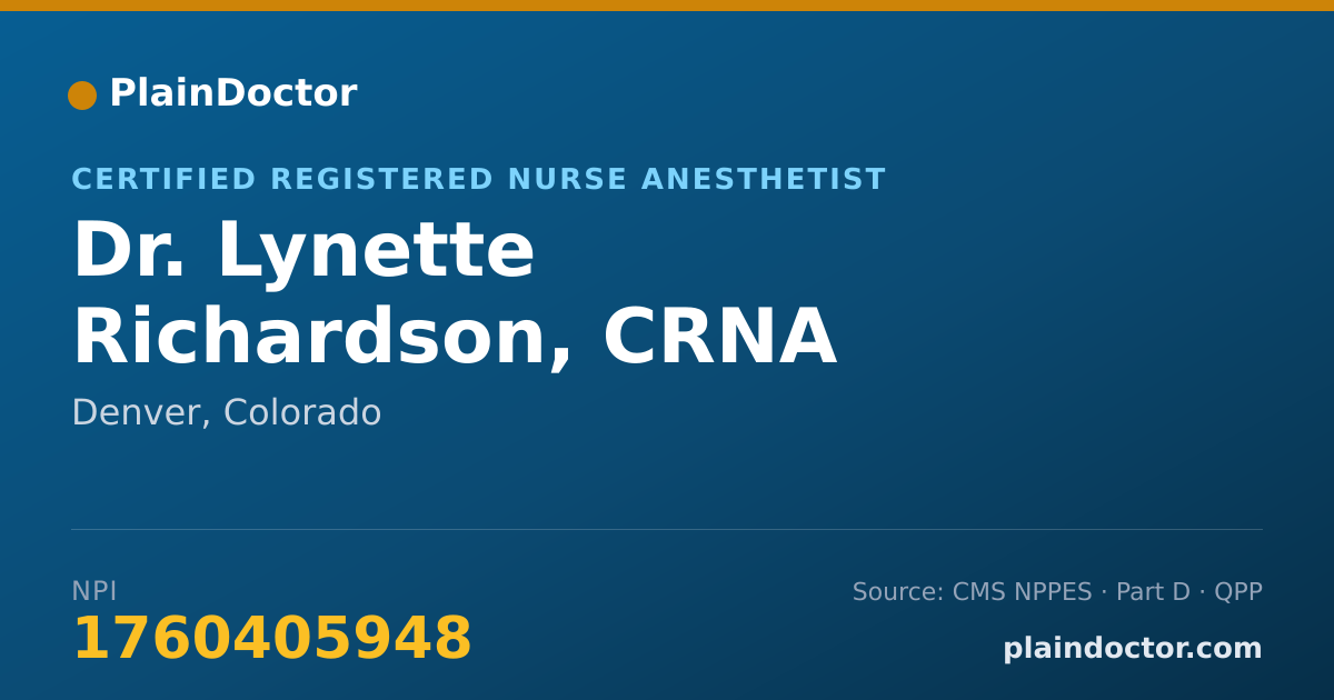 Shareable card for Lynette Richardson, CRNA - Certified Registered Nurse Anesthetist, Denver, CO