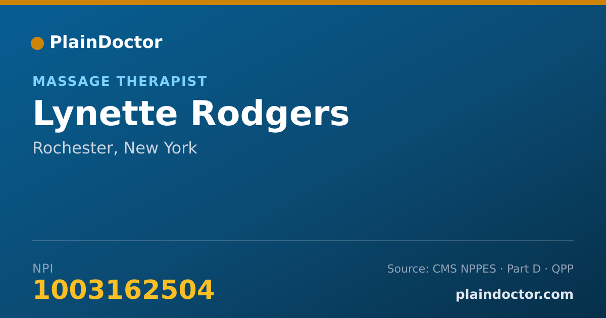 Shareable card for Lynette Rodgers - Massage Therapist, Rochester, NY