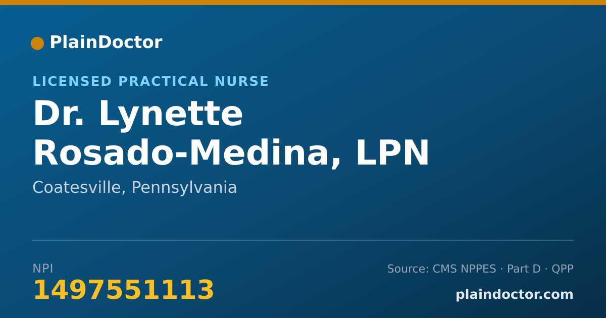 Shareable card for Lynette Rosado-Medina, LPN - Licensed Practical Nurse, Coatesville, PA