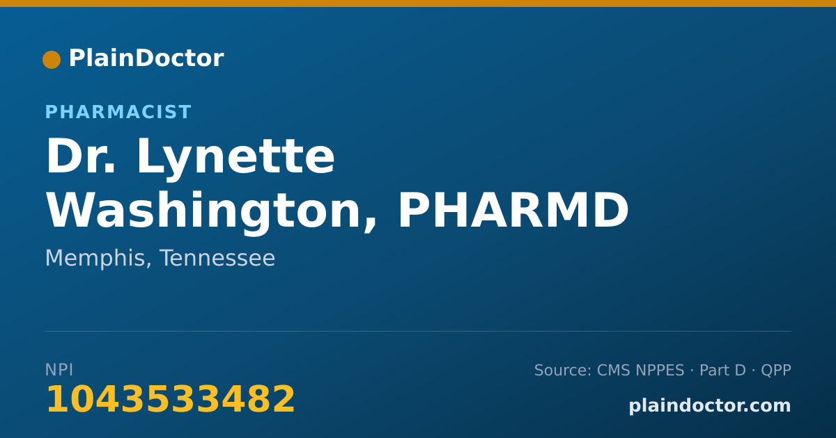 Shareable card for Lynette Washington, PHARMD - Pharmacist, Memphis, TN