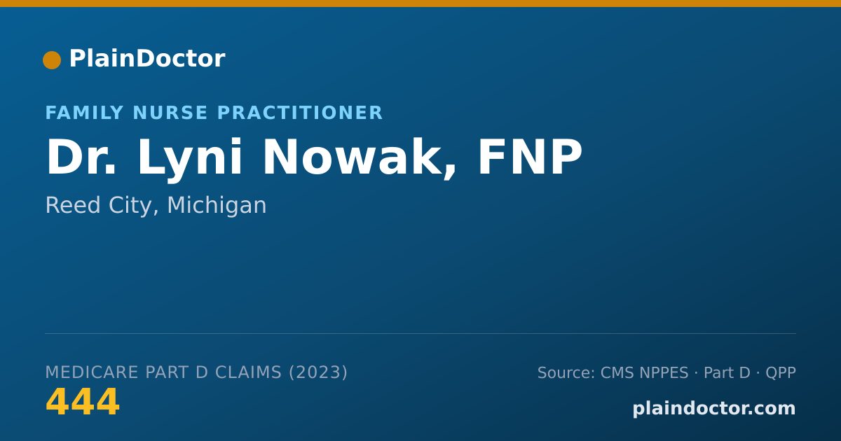 Shareable card for Lyni Nowak, FNP - Family Nurse Practitioner, Reed City, MI
