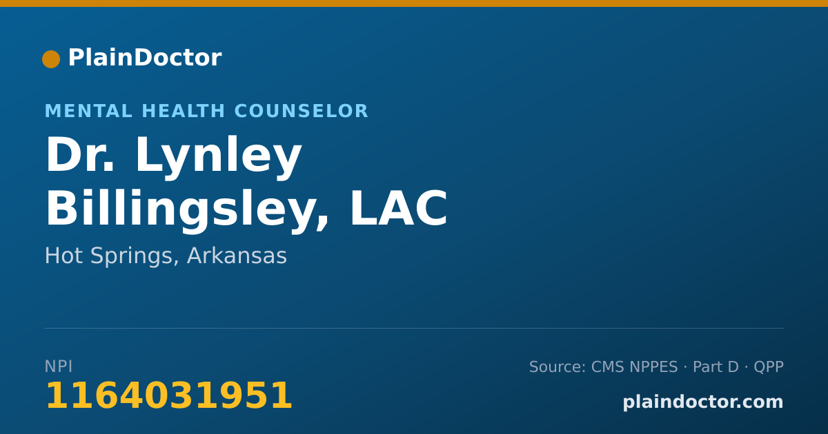 Shareable card for Lynley Billingsley, LAC - Mental Health Counselor, Hot Springs, AR