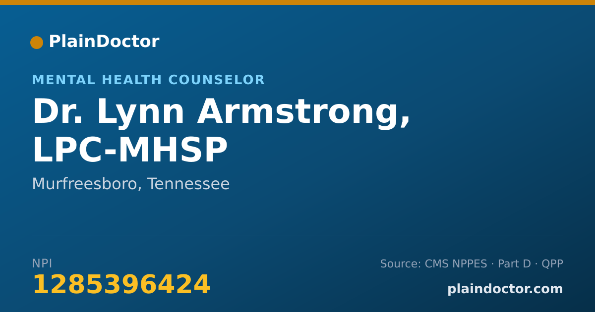 Shareable card for Lynn Armstrong, LPC-MHSP - Mental Health Counselor, Murfreesboro, TN