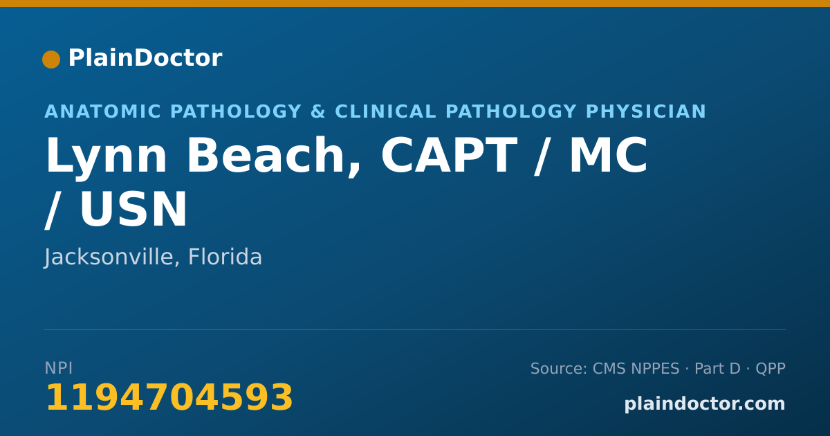 Shareable card for Lynn Beach, CAPT / MC / USN - Military Health Care Provider, Jacksonville, FL