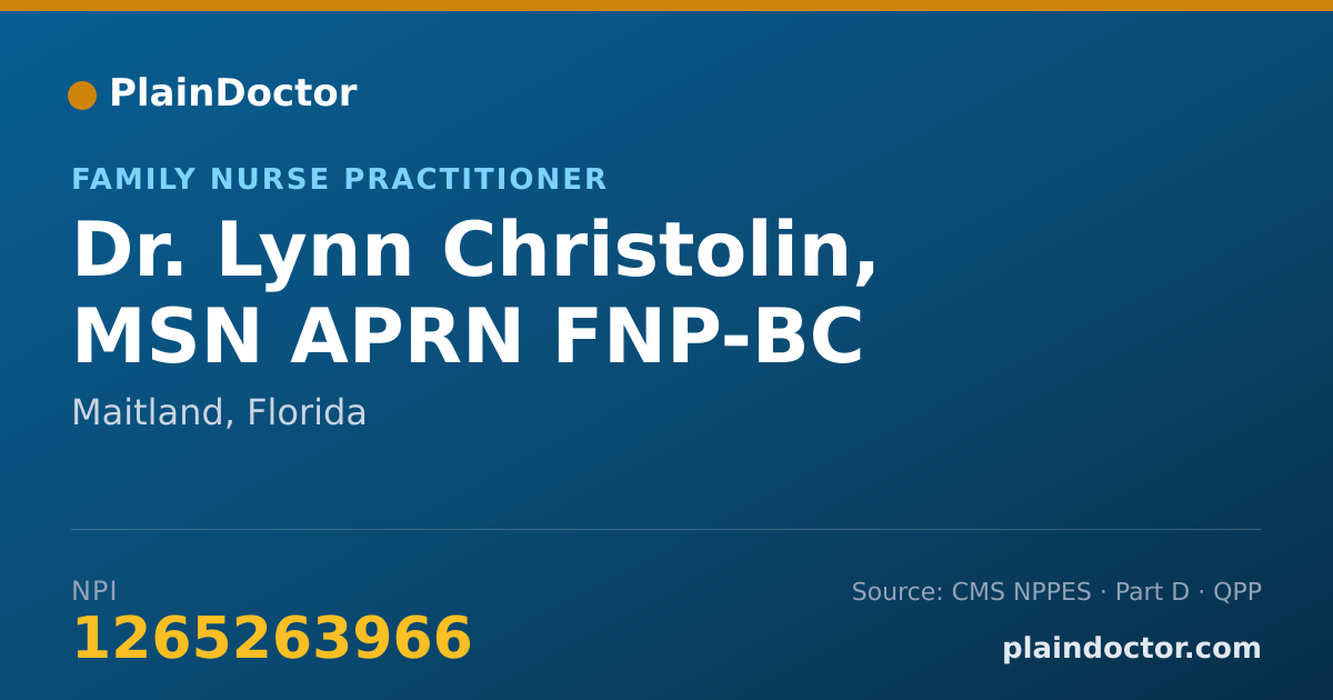Shareable card for Lynn Christolin, MSN APRN FNP-BC - Family Nurse Practitioner, Maitland, FL