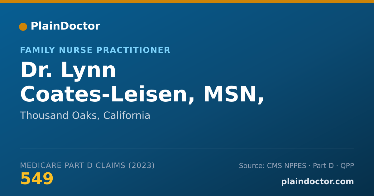Shareable card for Lynn Coates-Leisen, MSN, APRN, FNP-C - Family Nurse Practitioner, Thousand Oaks, CA