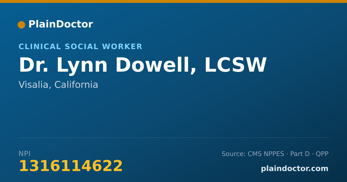Shareable card for Lynn Dowell, LCSW - Clinical Social Worker, Visalia, CA