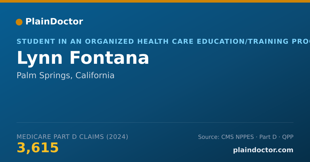 Shareable card for Lynn Fontana - Student in an Organized Health Care Education/Training Program, Palm Springs, CA