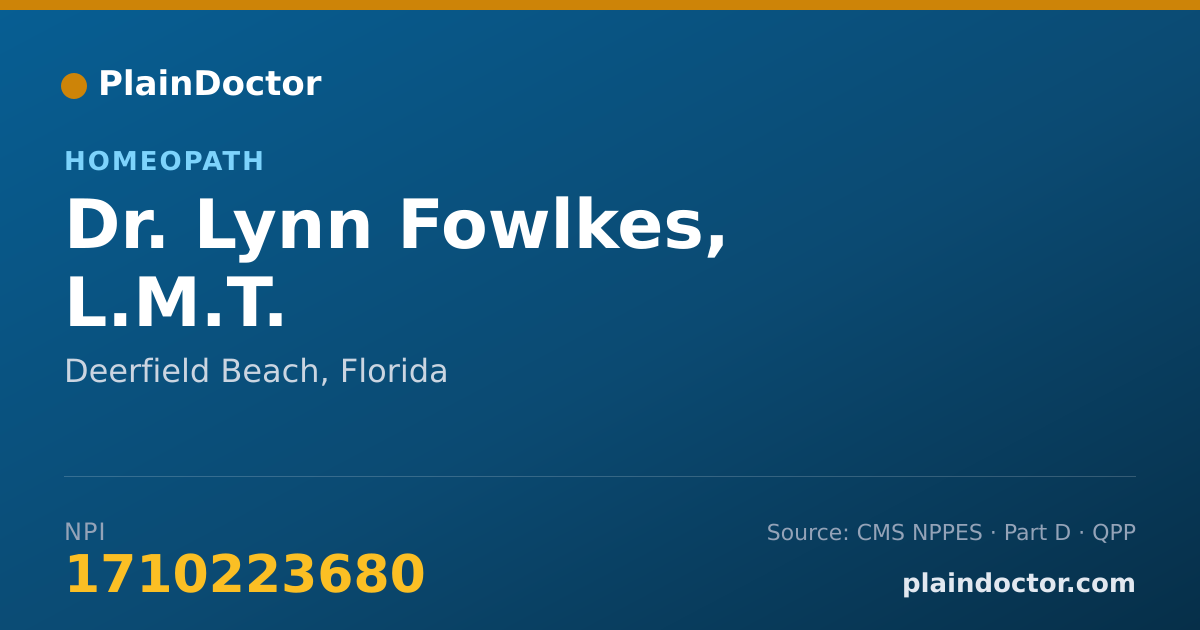Shareable card for Lynn Fowlkes, L.M.T. - Homeopath, Deerfield Beach, FL