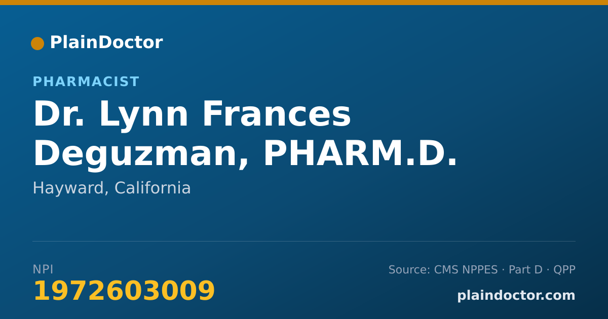 Shareable card for Lynn Frances Deguzman, PHARM.D. - Pharmacist, Hayward, CA