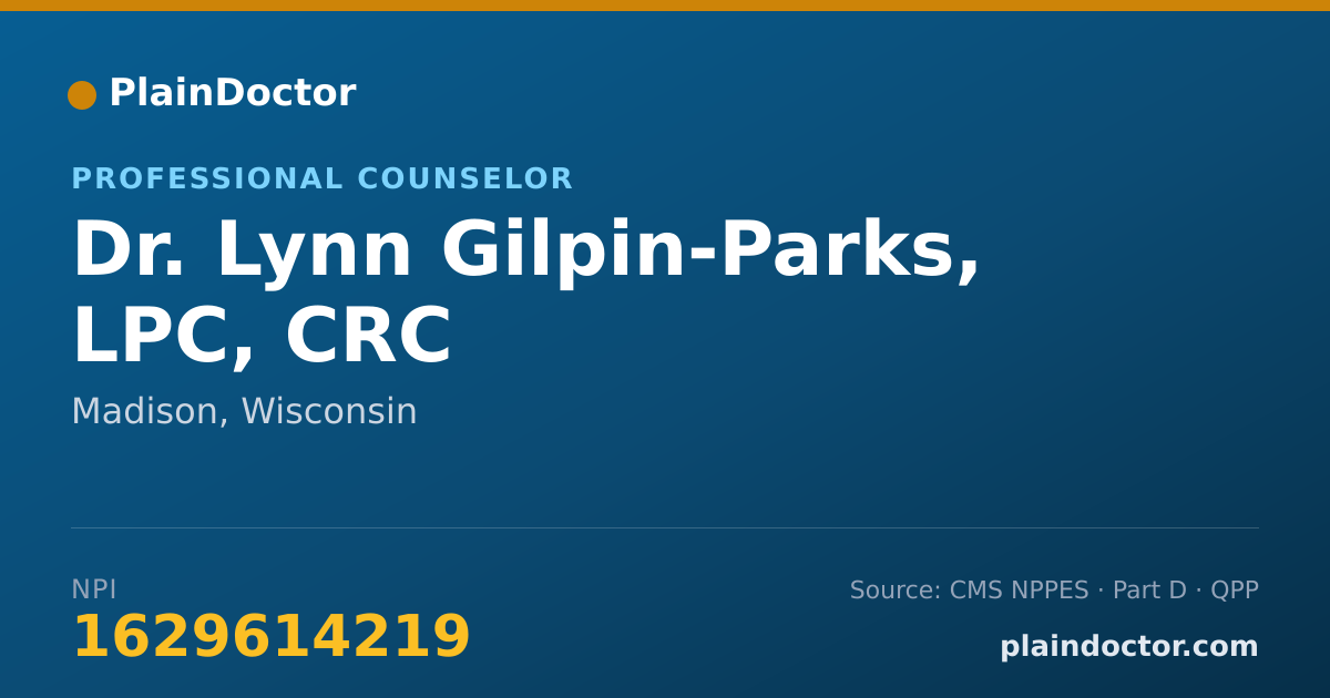 Shareable card for Lynn Gilpin-Parks, LPC, CRC - Professional Counselor, Madison, WI