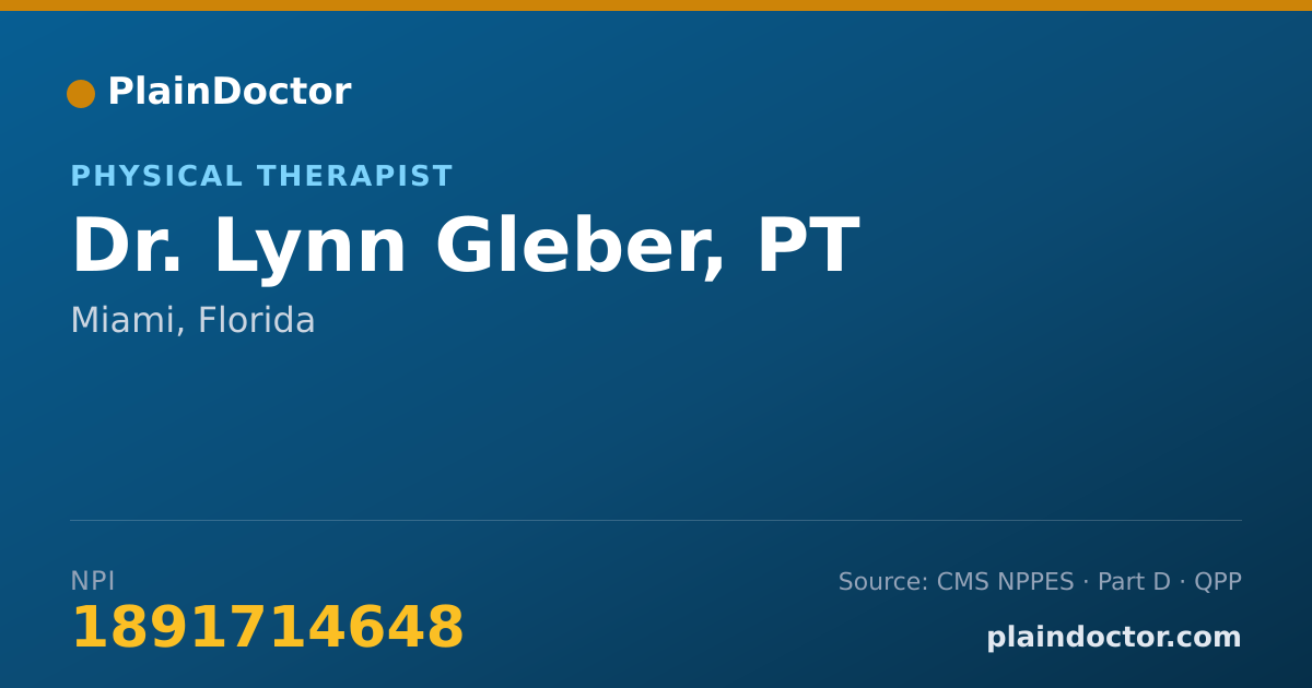Shareable card for Lynn Gleber, PT - Physical Therapist, Miami, FL