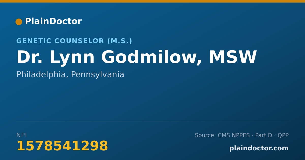 Shareable card for Lynn Godmilow, MSW - Genetic Counselor (M.S.), Philadelphia, PA