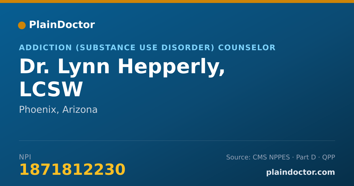 Shareable card for Lynn Hepperly, LCSW - Addiction (Substance Use Disorder) Counselor, Phoenix, AZ