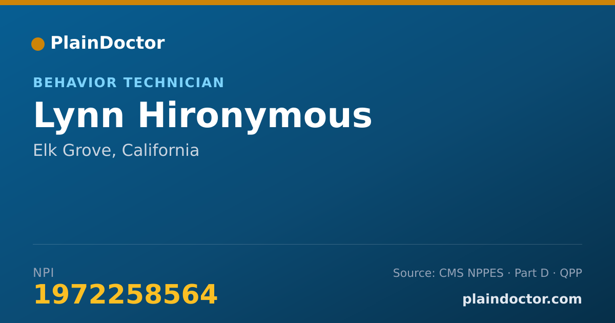 Shareable card for Lynn Hironymous - Behavior Technician, Elk Grove, CA